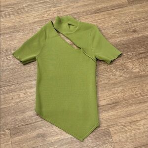 Cult Gaia Olive Green Asymmetrical Cutout Top